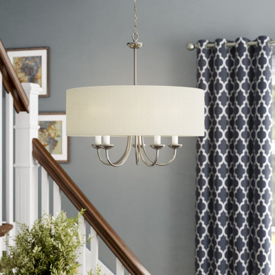 Burton 5 Light Shaded Drum Chandelier | Drum shade Burton 5 Light Shaded Drum Chandelier | Drum shade